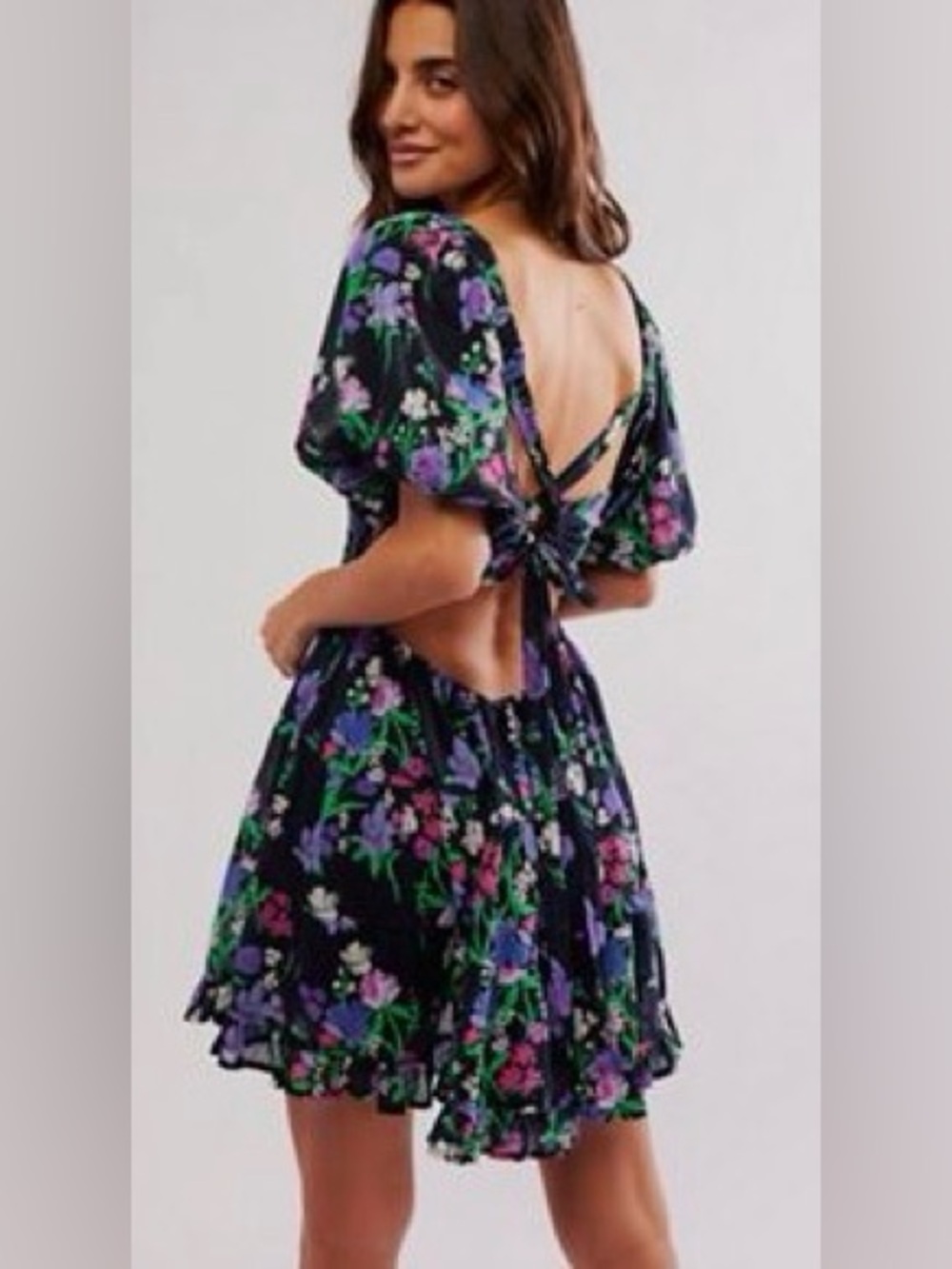 Free People Black Perfect Day floral printed Dress sz small
